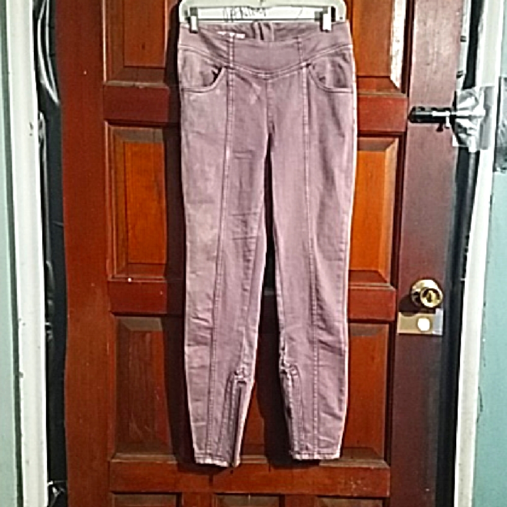 Free People Mercury Purple Skinny Zip High Rise Jeans, Size:26
